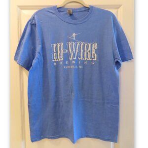 Light Blue Hi-Wire Brewing Asheville, North Carolina Graphic Tshirt Size Large